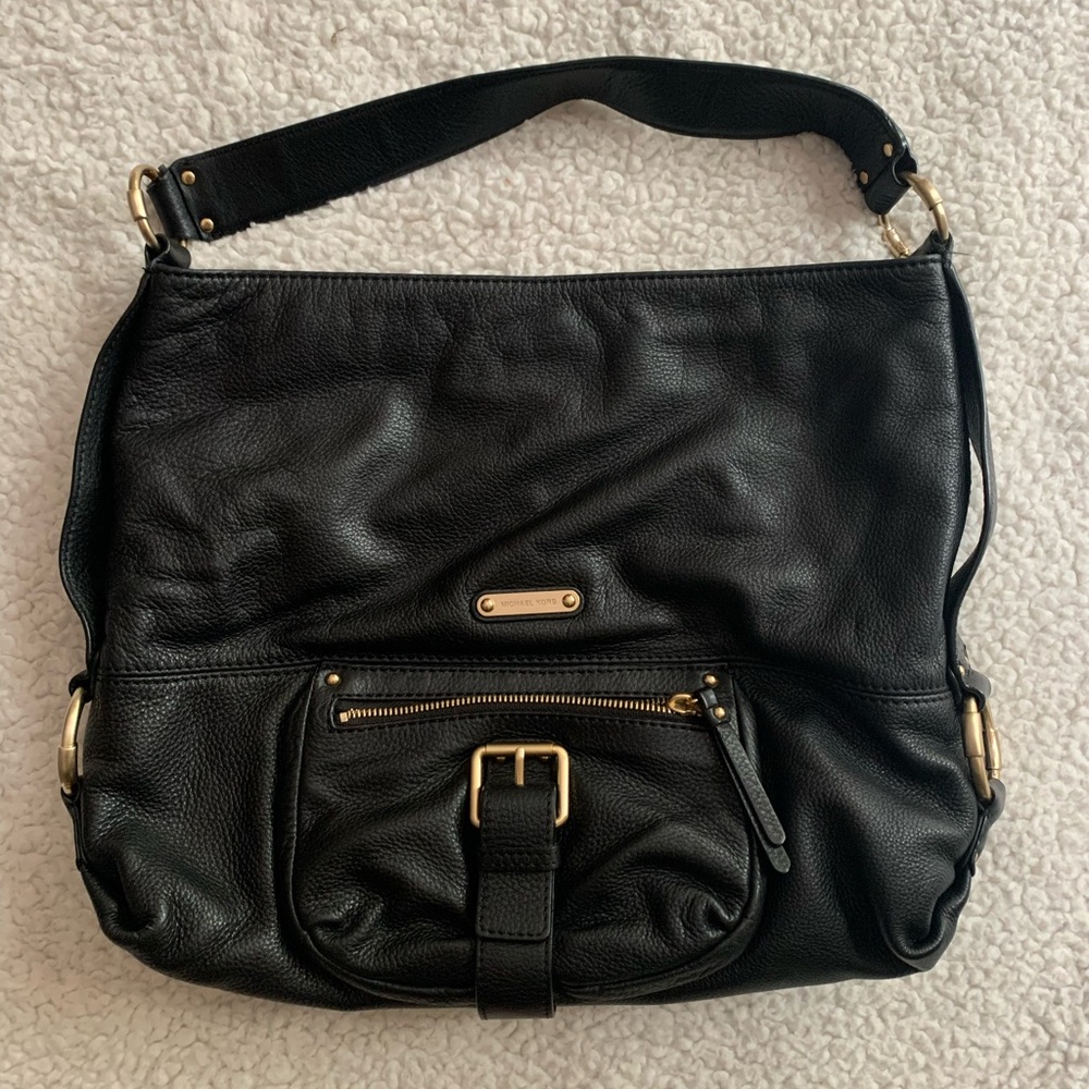 Michael Kors Black Shoulder Bag with Gold Details